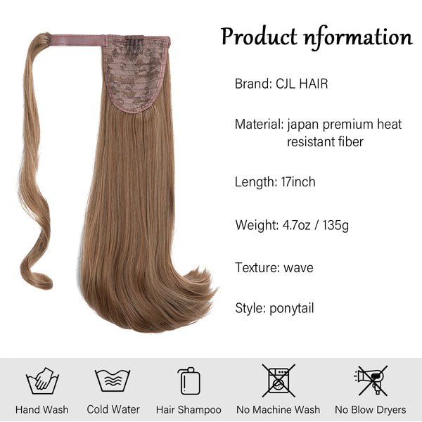 Synthetic Ponytail Extensions Hairpieces Fake Clip in Pony Tail Hair Extension Wrap Around Natural Curly Blonde Hair Piece