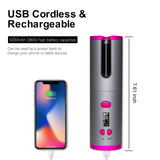 Fer à friser en céramique rotatif automatique sans fil USB Rechargeable