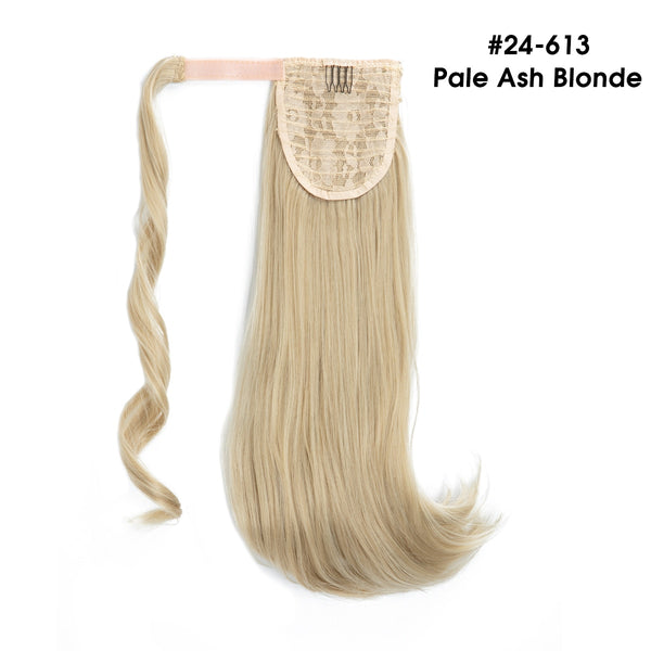 Synthetic Ponytail Extensions Hairpieces Fake Clip in Pony Tail Hair Extension Wrap Around Natural Curly Blonde Hair Piece