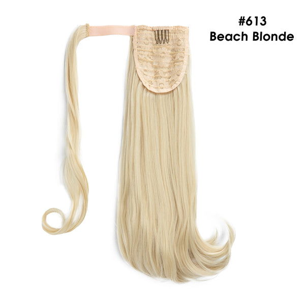 Synthetic Ponytail Extensions Hairpieces Fake Clip in Pony Tail Hair Extension Wrap Around Natural Curly Blonde Hair Piece